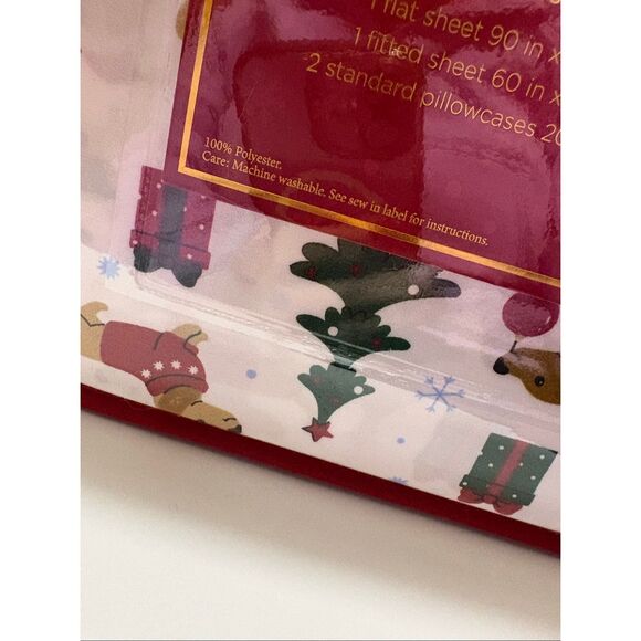 Christmas Dachshund Weiner Dog Queen Bed Sheets Brushed Polyester Queen NWT - Picture 6 of 6